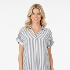 Mod Boutique Navy and White Striped Button Down Shirt size small